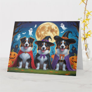 Australian Shepherd Dogs Pumpkin Halloween Grappig Kaart