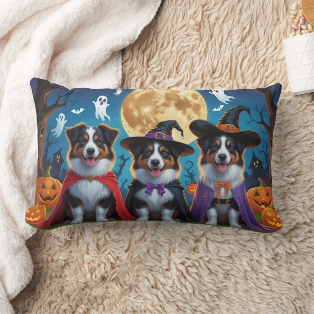 Australian Shepherd Dogs Pumpkin Halloween Grappig Kussen (Deken)