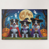 Australian Shepherd Dogs Pumpkin Halloween Grappig Legpuzzel (Horizontaal)