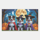 Australian Shepherd Dogs Pumpkin Halloween Grappig Rechthoekige Sticker (Voorkant)