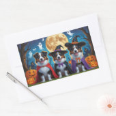 Australian Shepherd Dogs Pumpkin Halloween Grappig Rechthoekige Sticker (Envelop)