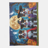 Australian Shepherd Dogs Pumpkin Halloween Grappig Theedoek (Verticaal)