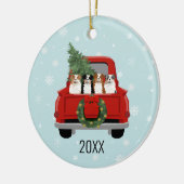 Australian Shepherd Dogs rode kerstman Keramisch Ornament (Links)