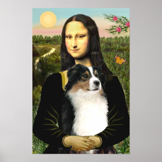 Australian Shepherd (driekleurig) & Mona Lisa Poster (Voorkant)