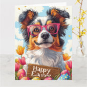 Australian Shepherd Easter Eggs Kaart (Gele Bloem)