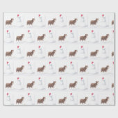 Australian Shepherd en Snowman Dog Art Wrapping P Cadeaupapier (Vlak)