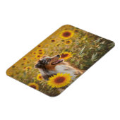 Australian Shepherd en zonnebloemen  Magneet (Linkerzijde)