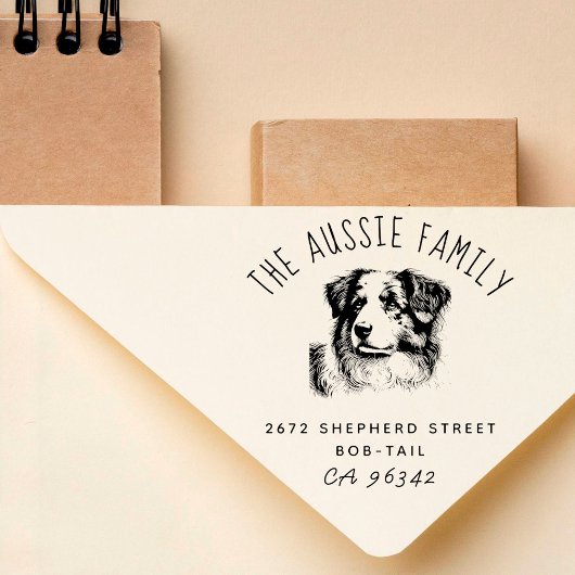 Australian Shepherd familienaam retouradres Rubberstempel