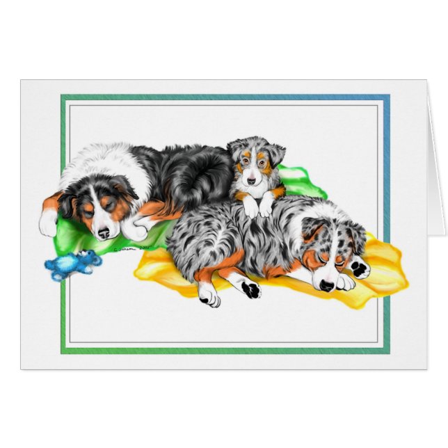 Australian Shepherd Family Nap Kaart (Voorkant Horizontaal)