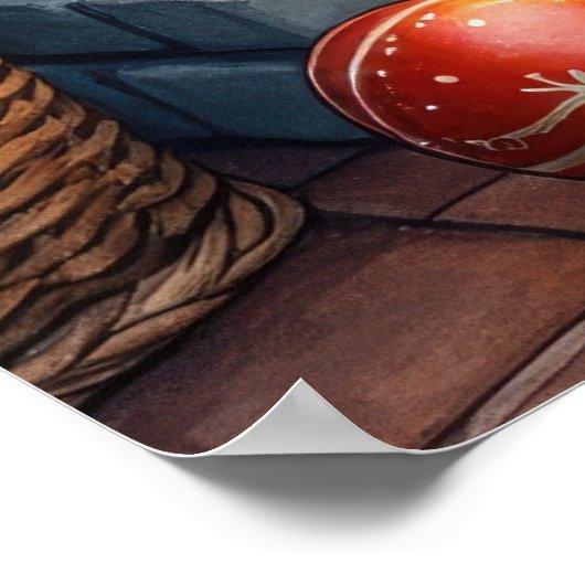 Australian Shepherd Fireplace with Christmas Light Poster (Hoek)