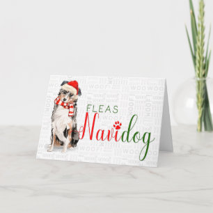 Australian Shepherd Funny Fleas Navidog Kerstmis Feestdagen Kaart