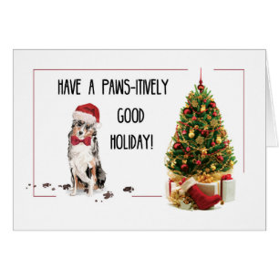 Australian Shepherd Funny kersthond met boom