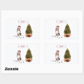 Australian Shepherd Funny kersthond met boom Rechthoekige Sticker (Vel)