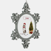 Australian Shepherd Funny kersthond met boom Tin Sneeuwvlok Ornament (Links)