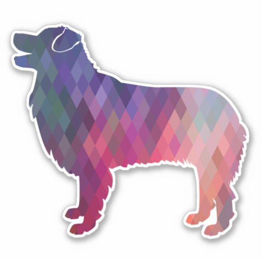 Australian Shepherd Geometric Pattern Silhouette Sticker (Voorkant)