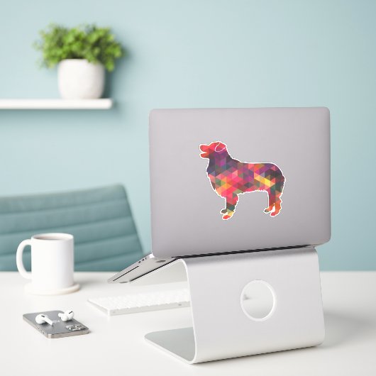 Australian Shepherd Geometric Pattern Silhouette Sticker (Laptop op bureau)