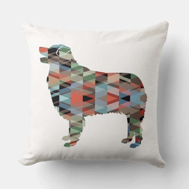 Australian Shepherd Geometric Silhouette Pset Kussen (Voorkant)
