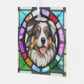 Australian Shepherd "Glas in lood" Glas Ornament (Voorkant links)