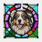 Australian Shepherd "Glas in lood" Glas Ornament (Achterkant)