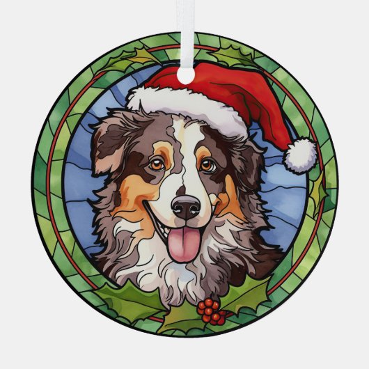 Australian Shepherd Glas in lood Kerst Glas Ornament (Achterkant)