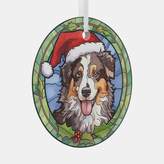 Australian Shepherd Glas in lood Kerst Glas Ornament (Voorkant Rechts)