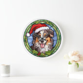 Australian Shepherd Glas in lood Kerst Grote Klok (Huis)