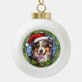 Australian Shepherd Glas in lood Kerst Keramische Bal Ornament (Voorkant)