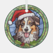 Australian Shepherd Glas in lood Kerst Ornament (Voorkant)