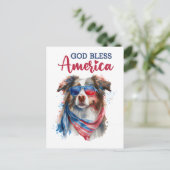 Australian Shepherd, God zegene Amerika Briefkaart (Staand voorkant)
