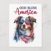 Australian Shepherd, God zegene Amerika Briefkaart (Voorkant)