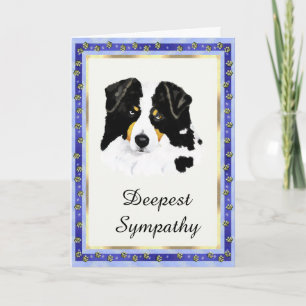 Australian Shepherd Gold Pawprints Sympathy Kaart