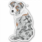 Australian Shepherd Grey Waterverf Hondenliefhebbe Sticker (Voorkant)
