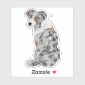 Australian Shepherd Grey Waterverf Hondenliefhebbe Sticker (Vel)