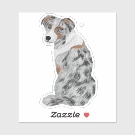Australian Shepherd Grey Waterverf Hondenliefhebbe Sticker (Vel)