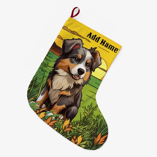 Australian Shepherd Grote Kerstsok (Voorkant (Hangend))