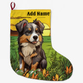 Australian Shepherd Grote Kerstsok (Voorkant)