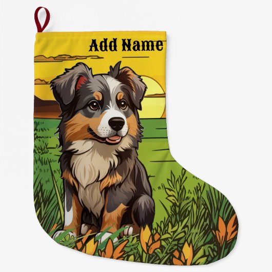 Australian Shepherd Grote Kerstsok (Voorkant)