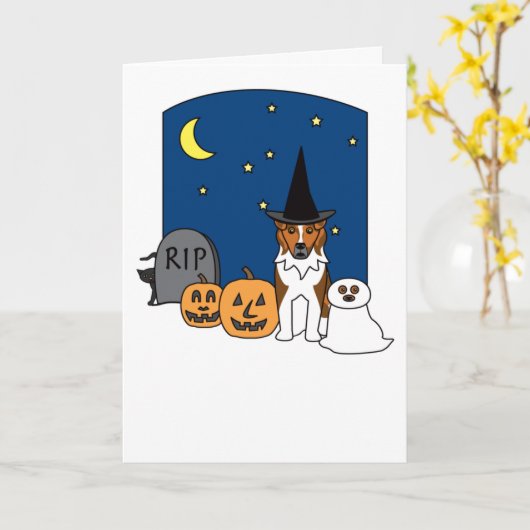 Australian Shepherd Halloween Kaart (Gele Bloem)