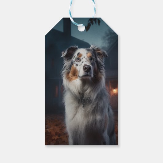 Australian Shepherd Halloween Scary Cadeaulabel (Achterkant)