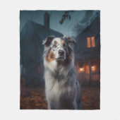 Australian Shepherd Halloween Scary Fleece Deken (Voorkant)
