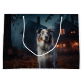 Australian Shepherd Halloween Scary Groot Cadeauzakje (Voorkant)