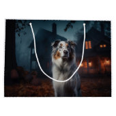 Australian Shepherd Halloween Scary Groot Cadeauzakje (Achterkant)