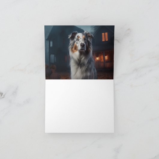 Australian Shepherd Halloween Scary Kaart (Binnen)