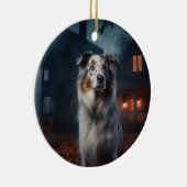 Australian Shepherd Halloween Scary Keramisch Ornament (Rechts)