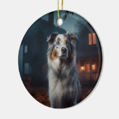 Australian Shepherd Halloween Scary Keramisch Ornament (Links)