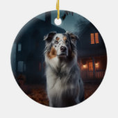 Australian Shepherd Halloween Scary Keramisch Ornament (Achterkant)