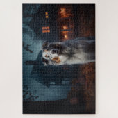 Australian Shepherd Halloween Scary Legpuzzel (Verticaal)