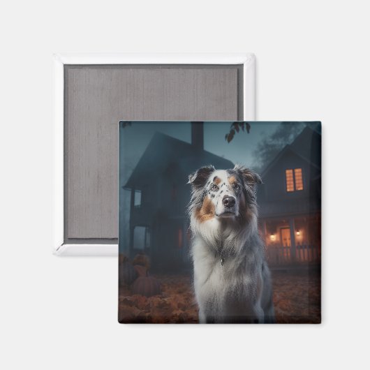 Australian Shepherd Halloween Scary Magneet (Voorkant / Achterkant)