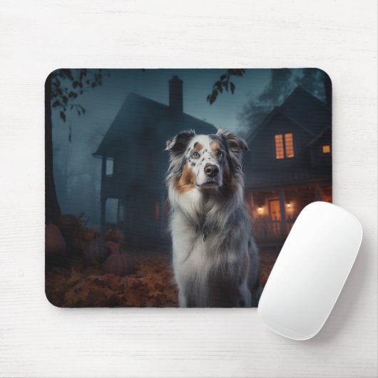 Australian Shepherd Halloween Scary Muismat (Met muis)
