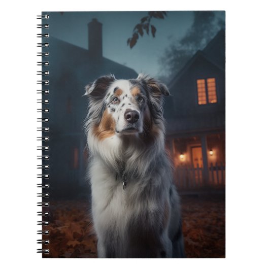 Australian Shepherd Halloween Scary Notitieboek (Voorkant)